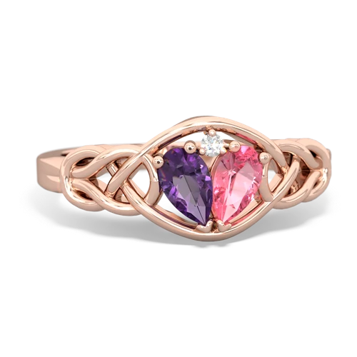 amethyst-pink sapphire celtic knot ring