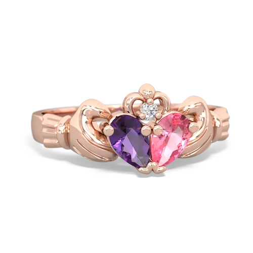 amethyst-pink sapphire claddagh ring