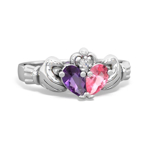 amethyst-pink sapphire claddagh ring