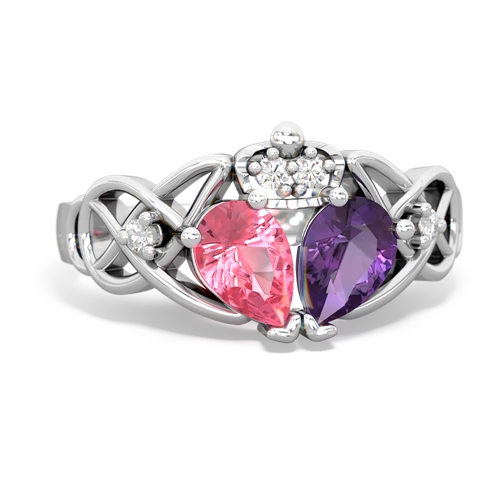 amethyst-pink sapphire claddagh ring