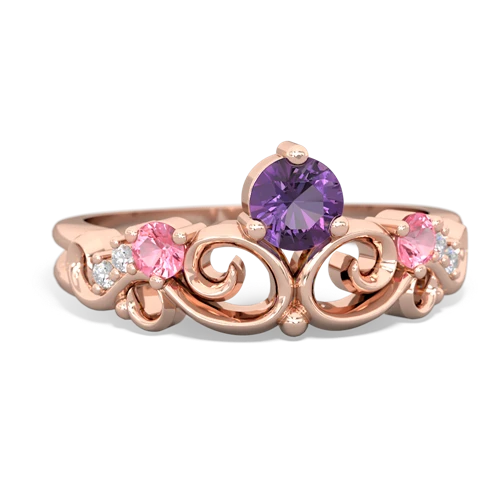 Amethyst Genuine Amethyst with Lab Created Pink Sapphire and Genuine Black Onyx Crown Keepsake ring Ring