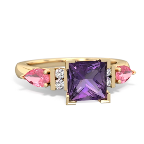 Amethyst Genuine Amethyst with Lab Created Pink Sapphire and Genuine Opal Engagement ring Ring