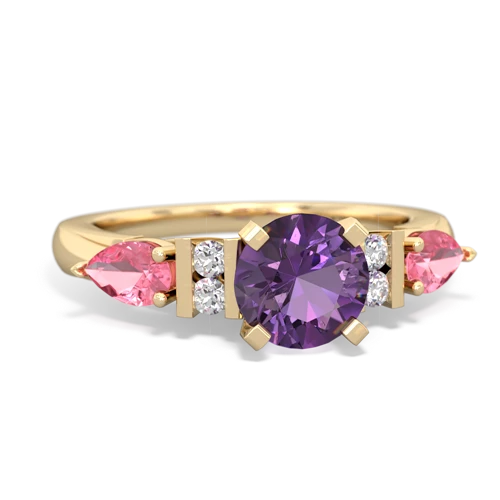 Amethyst Genuine Amethyst with Lab Created Pink Sapphire and Genuine Opal Engagement ring Ring