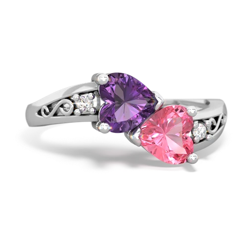 amethyst-pink sapphire filligree ring