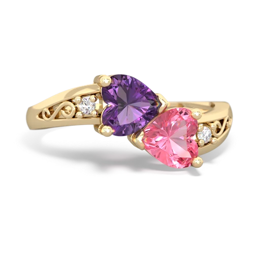 amethyst-pink sapphire filligree ring