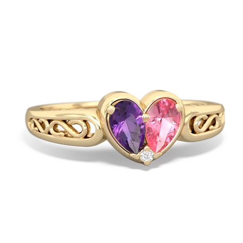 amethyst-pink sapphire filligree ring