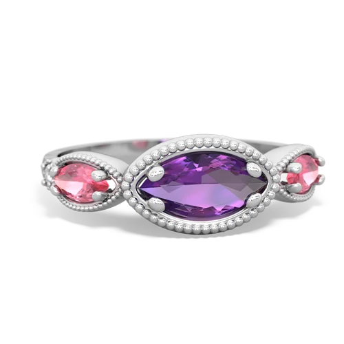 amethyst-pink sapphire milgrain marquise ring