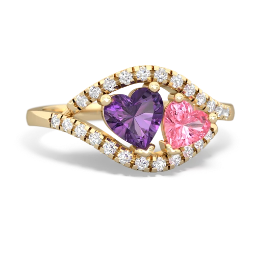 amethyst-pink sapphire mother child ring