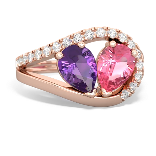 amethyst-pink sapphire pave heart ring