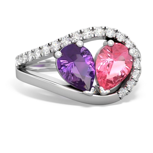 amethyst-pink sapphire pave heart ring