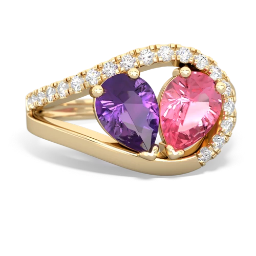 amethyst-pink sapphire pave heart ring