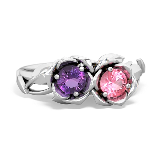 amethyst-pink sapphire roses ring