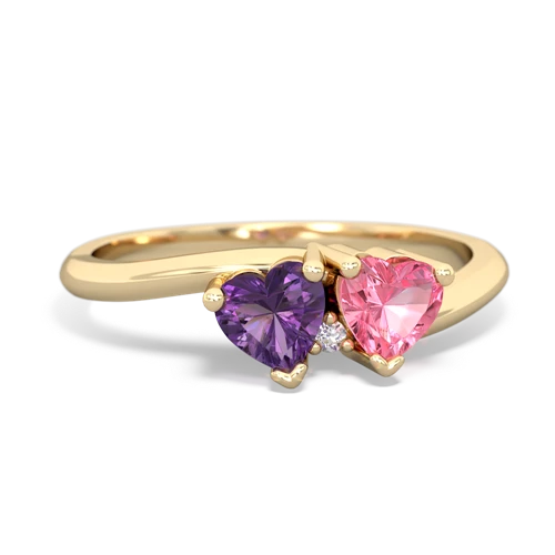 amethyst-pink sapphire sweethearts promise ring