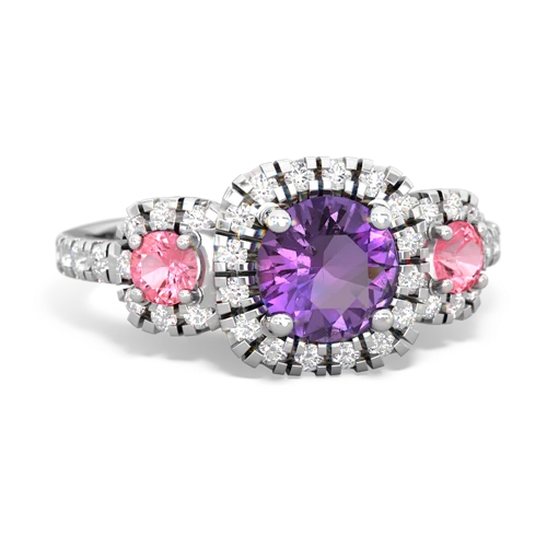 amethyst-pink sapphire three stone regal ring