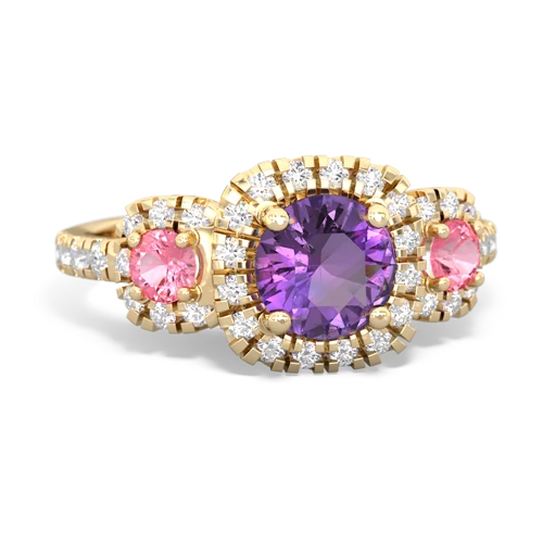 amethyst-pink sapphire three stone regal ring