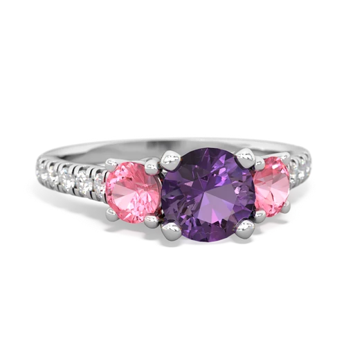 Amethyst Genuine Amethyst with Lab Created Pink Sapphire and Genuine Opal Pave Trellis ring Ring