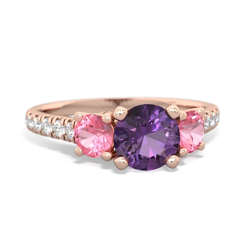amethyst-pink sapphire trellis pave ring
