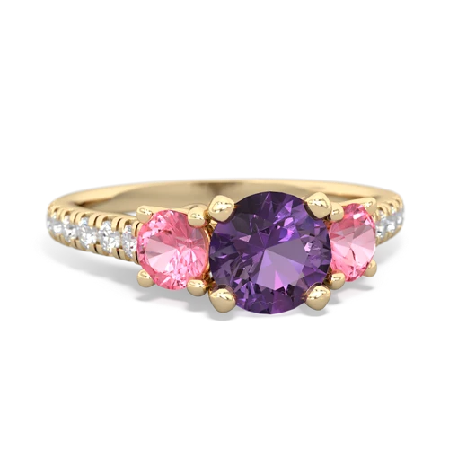 amethyst-pink sapphire trellis pave ring