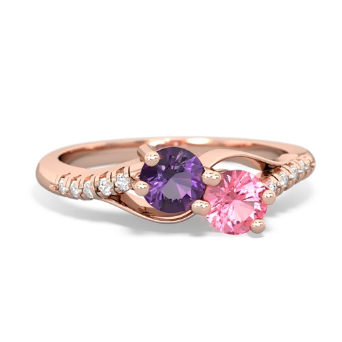amethyst-pink sapphire two stone infinity ring