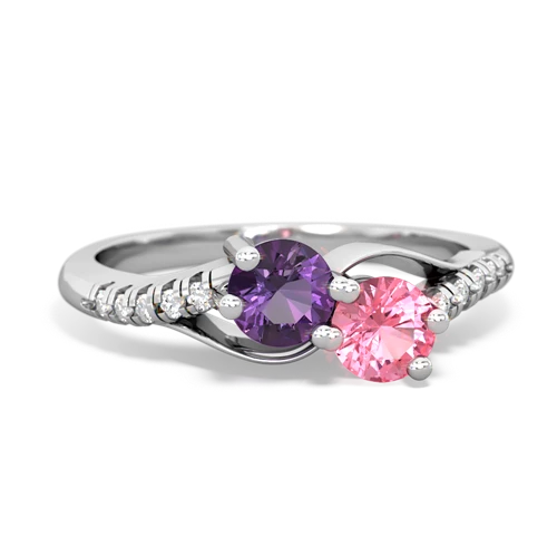 amethyst-pink sapphire two stone infinity ring