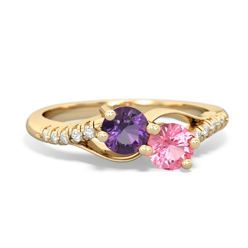 amethyst-pink sapphire two stone infinity ring