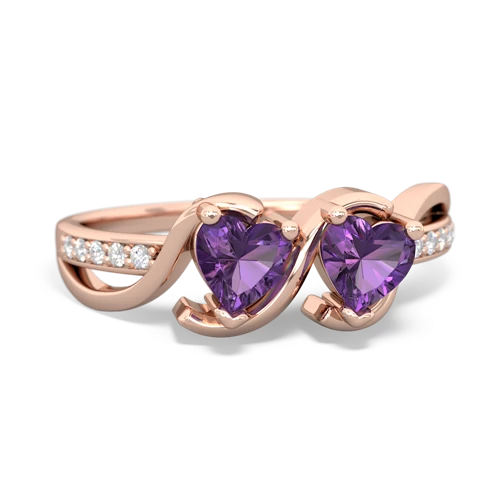 amethyst double heart ring