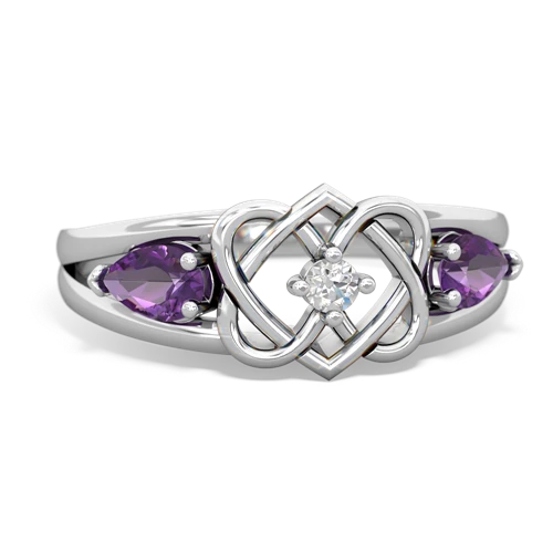 Amethyst Hearts Intertwined Genuine Amethyst ring Ring