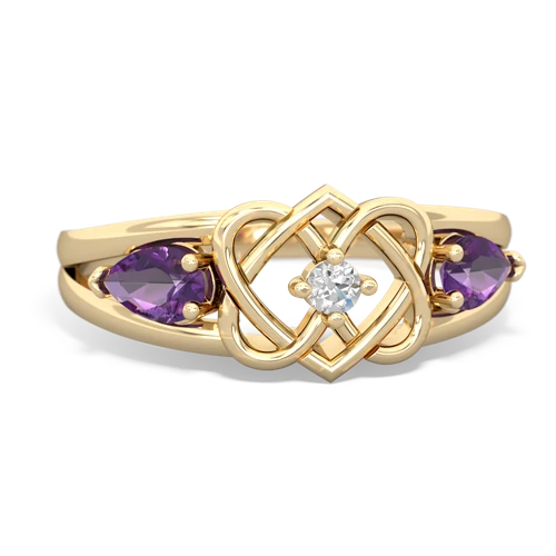 amethyst double heart ring