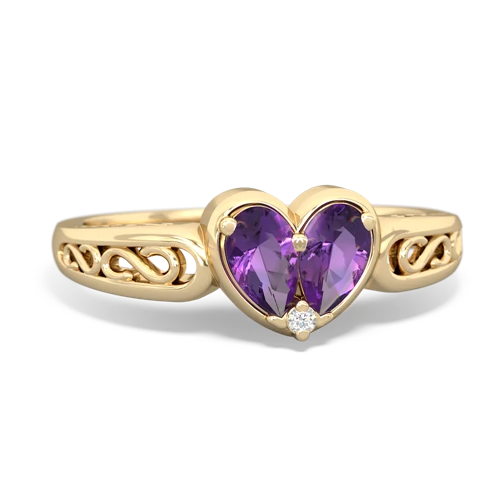 Amethyst filligree Heart Genuine Amethyst ring Ring