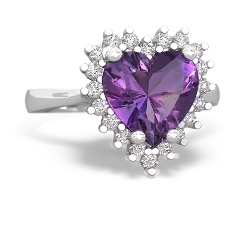 Amethyst Halo Heart Genuine Amethyst ring Ring