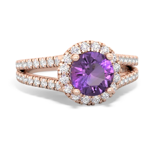 amethyst halo pave ring