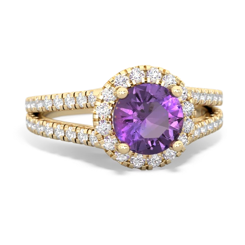 amethyst halo pave ring