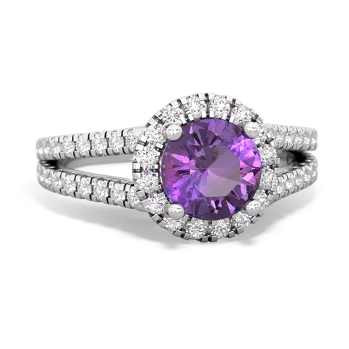 amethyst halo pave ring