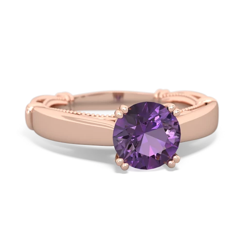 amethyst ornate solitaire ring