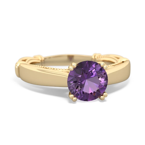 amethyst ornate solitaire ring