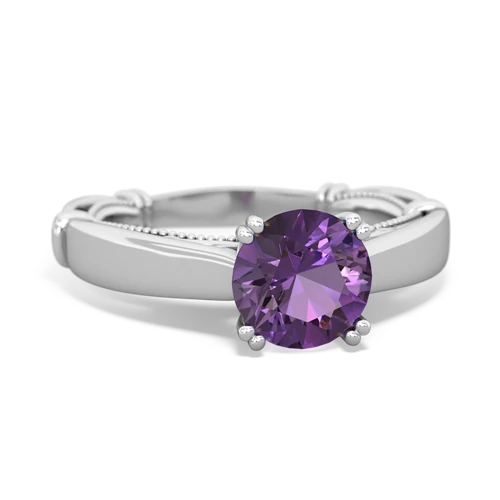 amethyst ornate solitaire ring