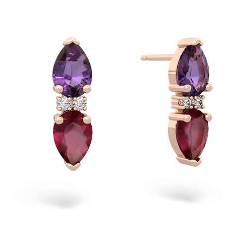 amethyst-ruby bowtie earrings
