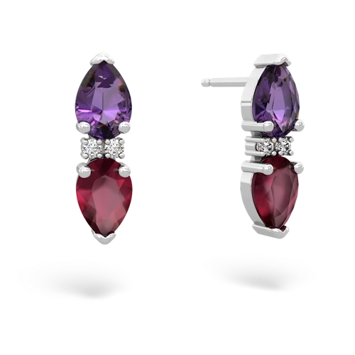 amethyst-ruby bowtie earrings
