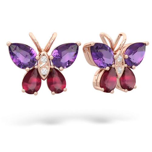 amethyst-ruby butterfly earrings