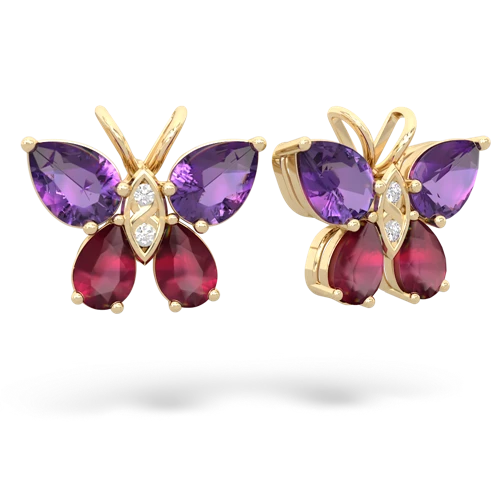 amethyst-ruby butterfly earrings