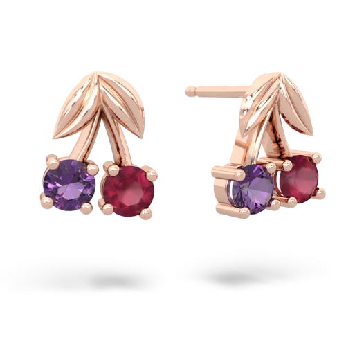 amethyst-ruby cherries earrings