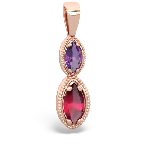 amethyst-ruby antique milgrain pendant