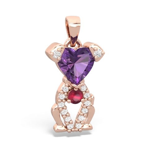 Genuine Amethyst with Genuine Ruby Puppy Love pendant