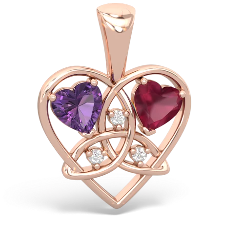 amethyst-ruby celtic heart pendant