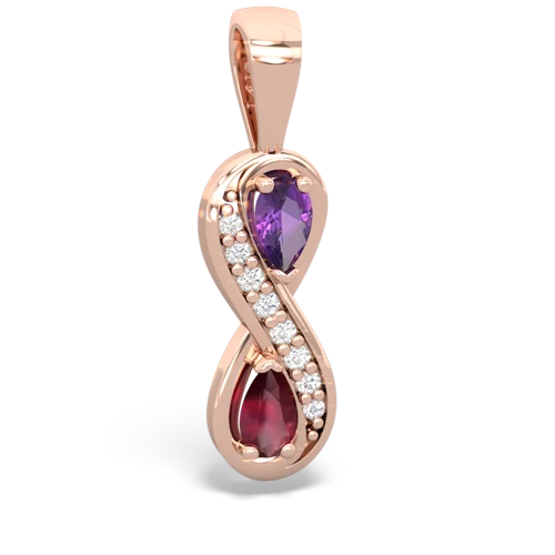 Genuine Amethyst with Genuine Ruby Keepsake Infinity pendant