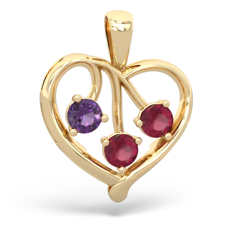 amethyst-ruby love heart pendant