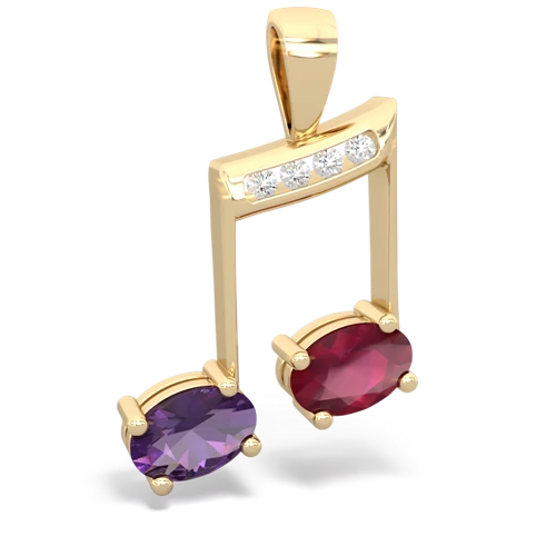 amethyst-ruby music notes pendant