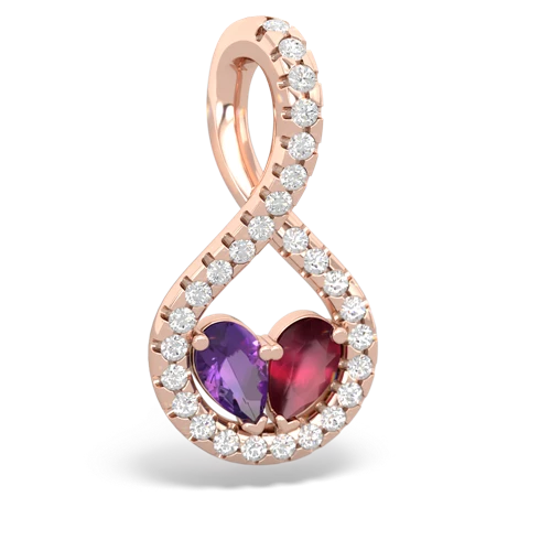 Genuine Amethyst with Genuine Ruby PavÃ© Twist pendant