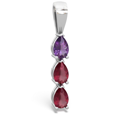 amethyst-ruby three stone pendant