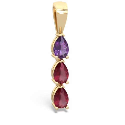 amethyst-ruby three stone pendant